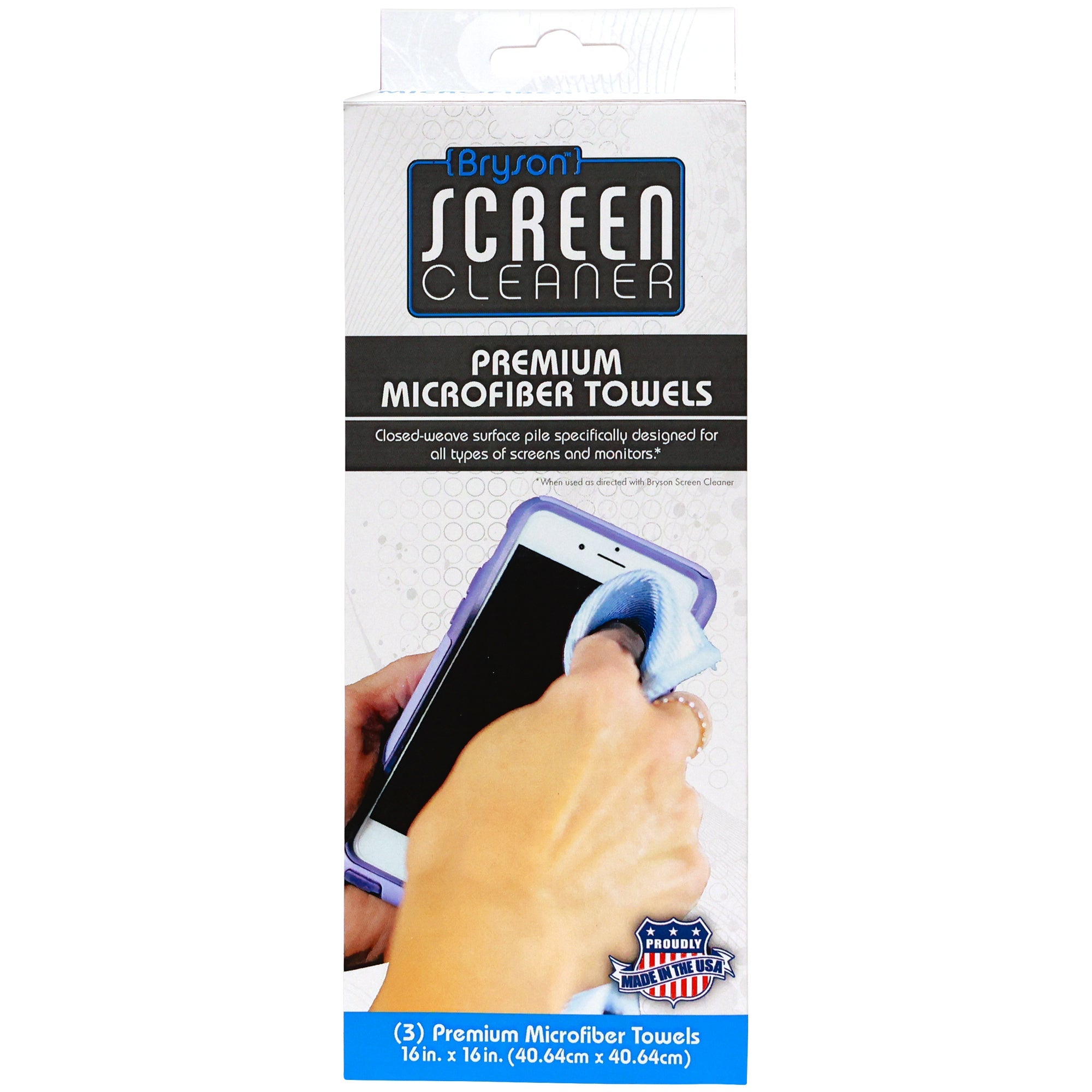 Bryson Screen Cleaner Premium Microfiber Towels - 3ct - BrysonShop.com