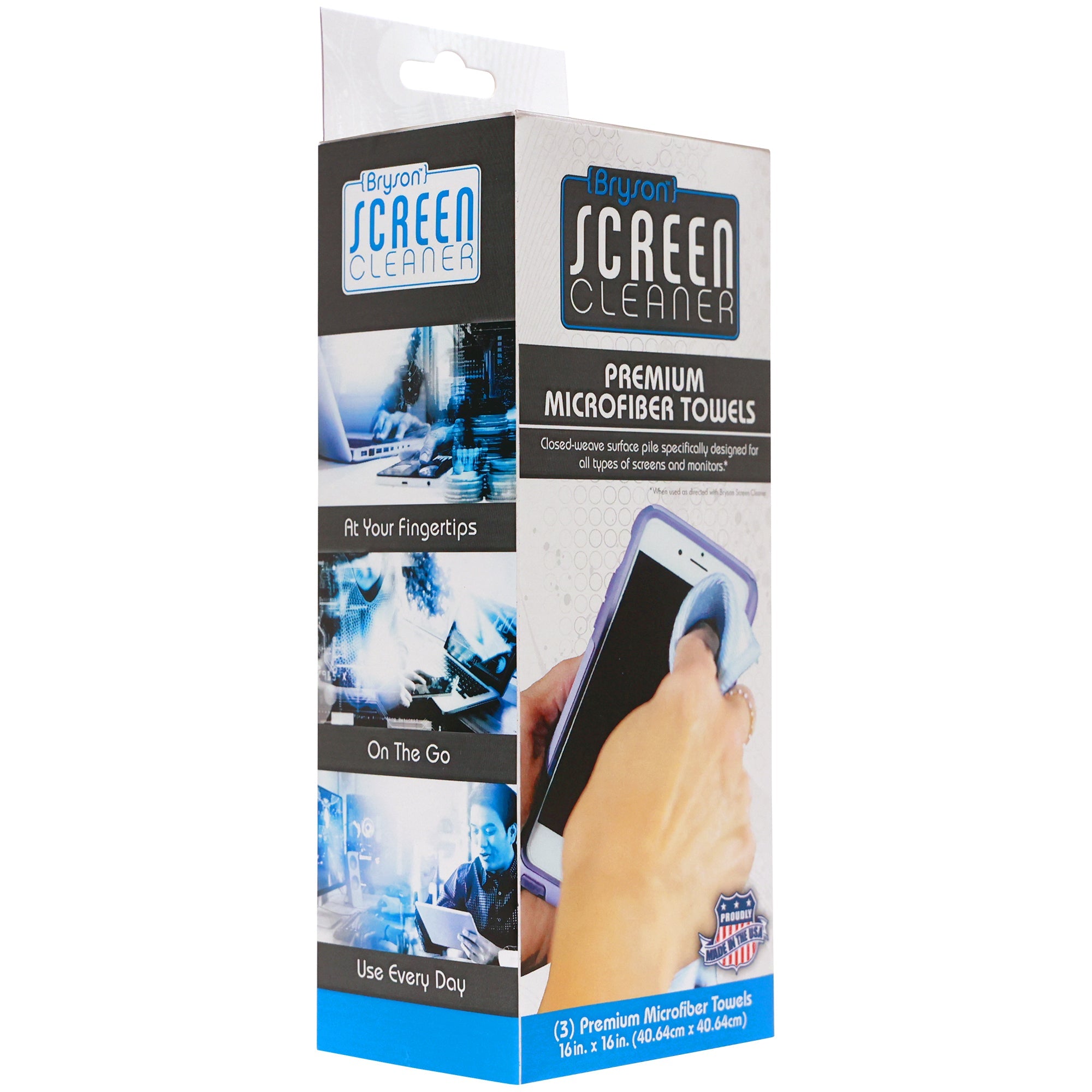Bryson Screen Cleaner Premium Microfiber Towels - 3ct - BrysonShop.com