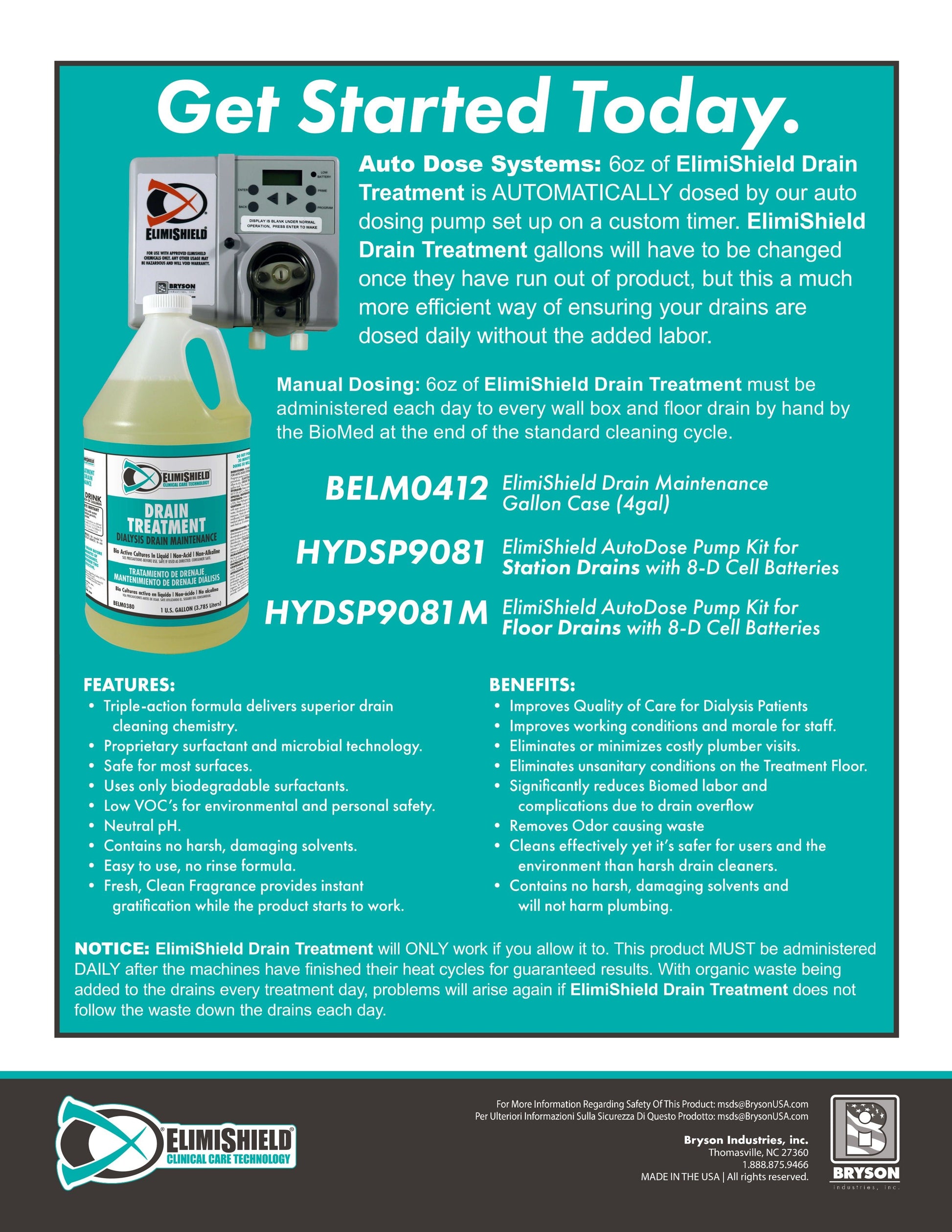 ElimiShield Clinical Dialysis Drain Maintenance Case of 4 - BrysonShop.com